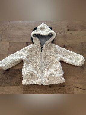 GAP Baby Peanuts Sherpa-Lined Hoodie in Cream dog zipper jacket sz 6-12 months
